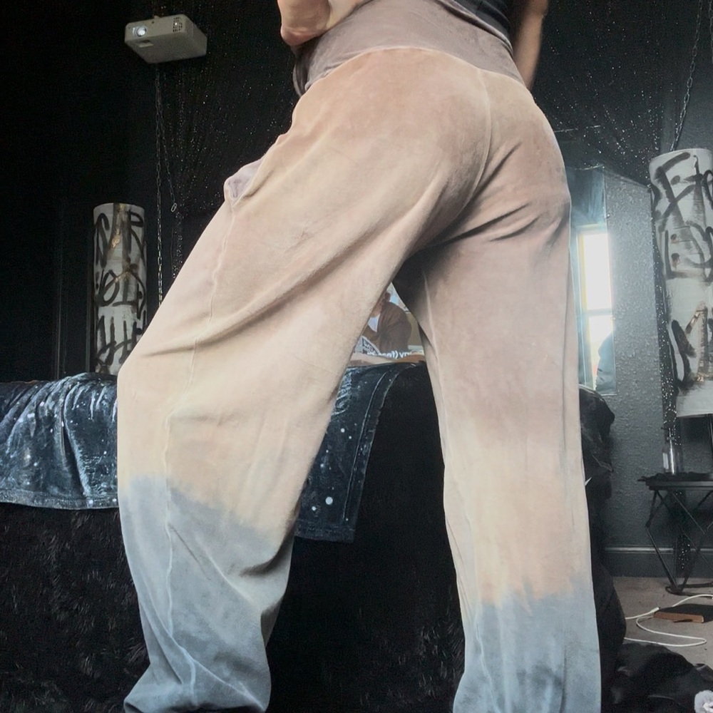 Tan and Gray Relaxed Fit Joggers with Gradient Effect